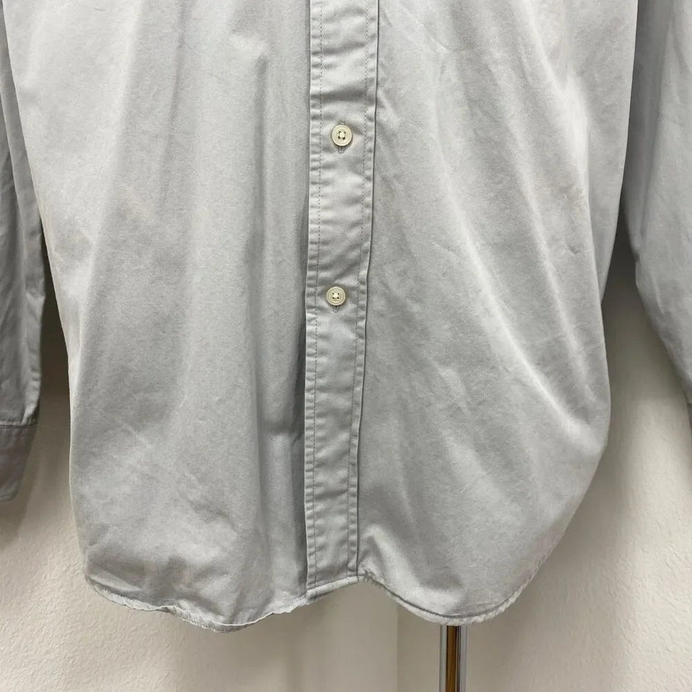 Banana Republic Gray Twill Cotton Mens Shirt Large Long Sleeves Button Down